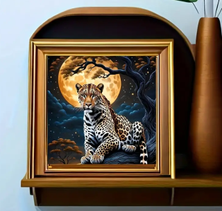 Preview: Diamond Painting Leoparden-Nachtlandschaft